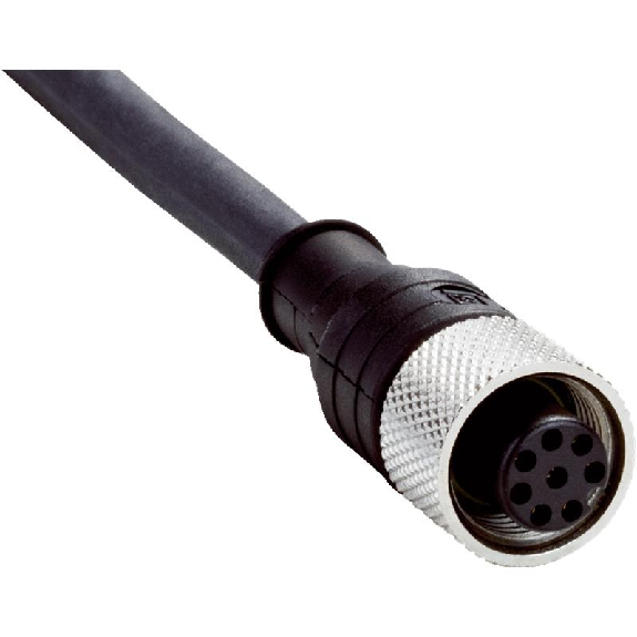 M12A Fem Droit 8p; Câble PUR 7 fils Noir Cpc 15m-Lire la description