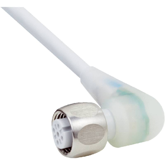 M12A Fem Droit 4p LED Inox V4A F&B; Câble PP 4x0.34 Gris 5m-Lire la description