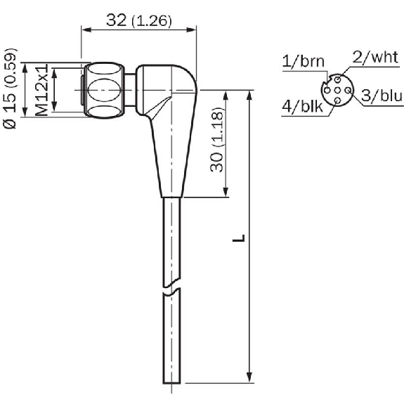 M12A Fem Droit 4p LED Inox V4A F&B; Câble PP 4x0.34 Gris 5m-Lire la description