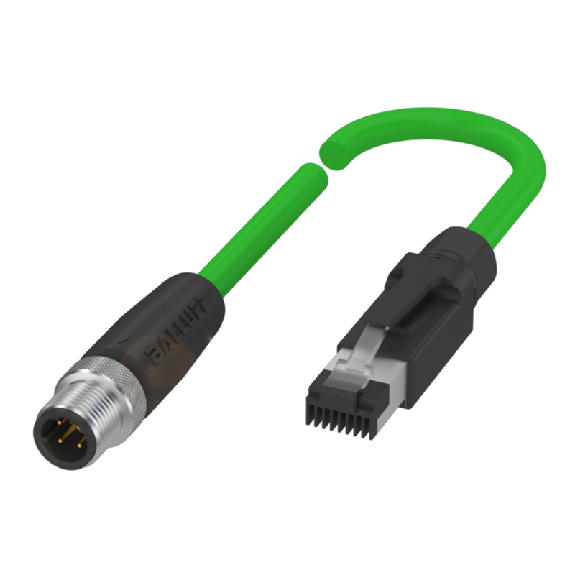 M12D Fem Droit 4p/RJ45 Mâle Droit 4p; PUR Blindé 22AWG Vert Cpc 3m-Lire la description