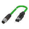 M12D Fem Droit 4p/RJ45 Mâle Droit 4p; PUR Blindé 22AWG Vert Cpc 3m