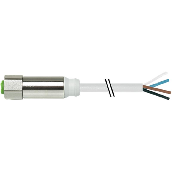 M12A Fem Droit 4p Inox V4A F&B; Câble PVC 4x0.34 Gris 15m-Lire la description