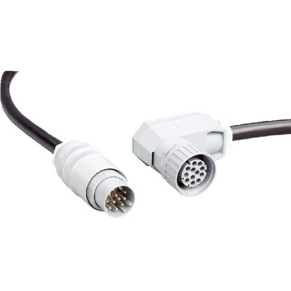 M26 Fem Coudé 12p/M26 Mâle Droit 12p PVC 12 fils <0,75mm² 0,5m-Lire la description