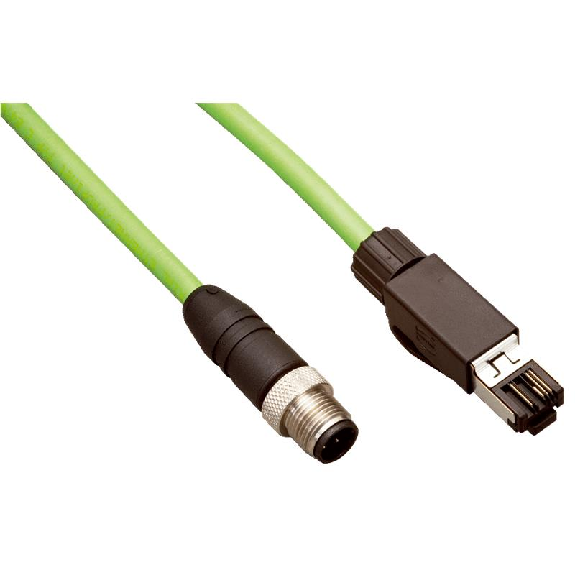 M12 Mâle Droit 4p/RJ45 Mâle Droit Câble 4xAWG22 Vert 25m Profinet-Lire la description