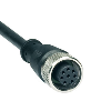 M12 Fem Droit 8p; Câble PVC 8x0,25 Noir 5m