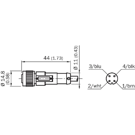 M12A Fem Droit 4p; Câble PUR 4x0.75 Noir Cpc 5m-Lire la description