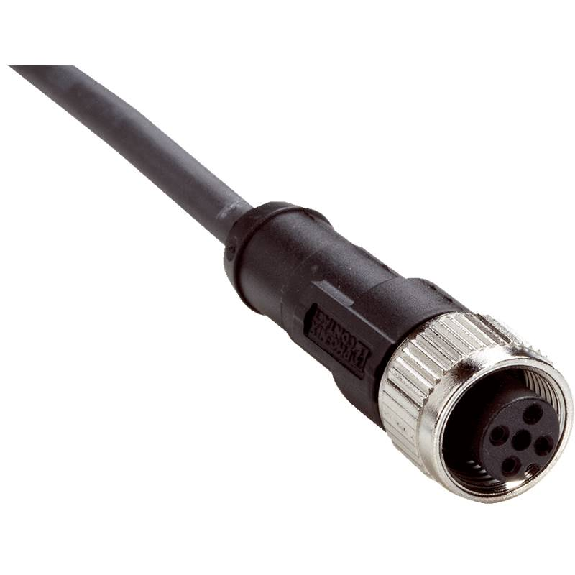 M12A Fem Droit 4p; Câble PUR 4x0.75 Noir Cpc 5m-Lire la description