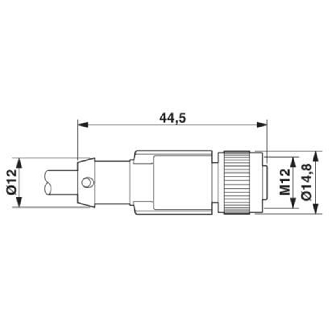 M12A Fem Droit 5p; Câble PUR Blindé 5x0.34 Gris/Noir Cpc 5m-Lire la description