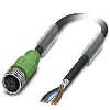 M12A Fem Droit 5p; Câble PUR Blindé 5x0.34 Gris/Noir Cpc 5m