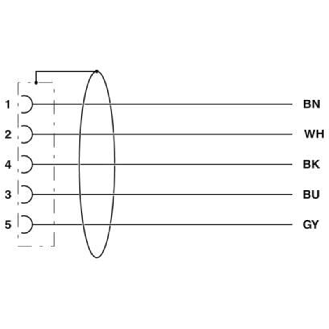 M12A Fem Droit 5p; Câble PUR Blindé 5x0.34 Gris/Noir Cpc 5m-Lire la description