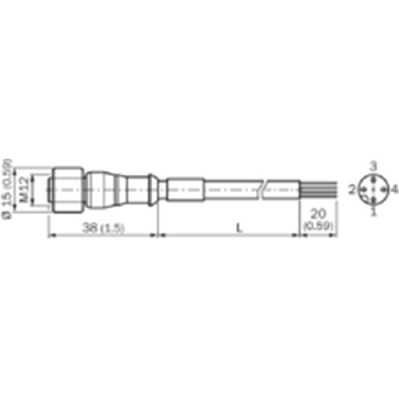M12A Fem Droit 4p Inox V4A; Câble PUR 4x0.34 Gris 10m-Lire la description