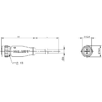 M12A Fem Droit 4p LED PNP NO/NF; Câble PUR 4x0.34 Noir Cpc 2m (30Vdc)-Lire la description