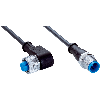 M12A Fem Coudé 3p/M12A Mâle Droit 3p; PUR 3x0,34 Noir 1m