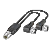 Y-M12A Mâle Droit 4p/2x M12A Fem Droit 5p; PUR Noir Cpc 0.7m
