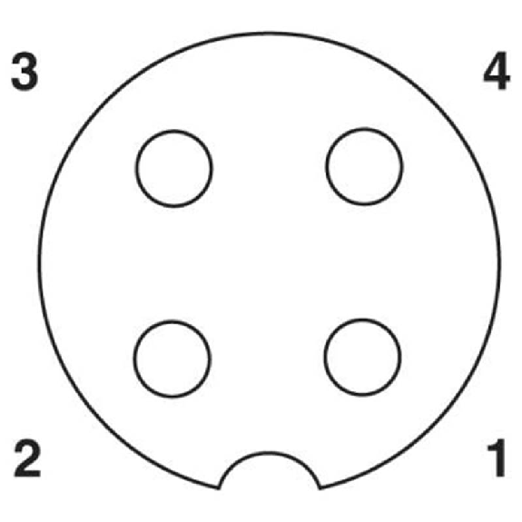 M12A Fem Droit 4p; Câble PUR 4x0,34 Noir 30m-Lire la description