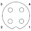 M12A Fem Droit 4p; Câble PUR 4x0,34 Noir 30m