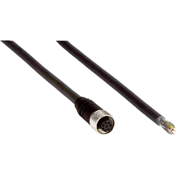 M12 Fem Droit 8p; Câble Blindé PUR 8x0.25 Noir 2m-Lire la description