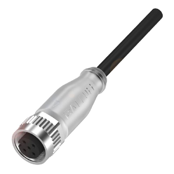 M12A Fem Droit 4p LED PNP NO/NF; Câble PUR 4x0.34 Noir Cpc 25m (30Vdc-Lire la description