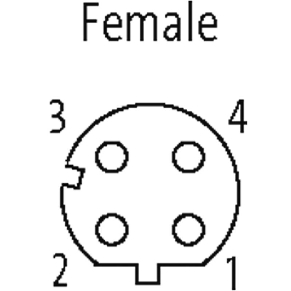 M12D Fem Coudé 4p; Câble PUR (UL/CSA) Blindé 2x2x0,34 Vert Eth. 5m-Lire la description