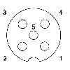 M12A Fem Droit 5p; Câble PUR Gris/Noir 5m