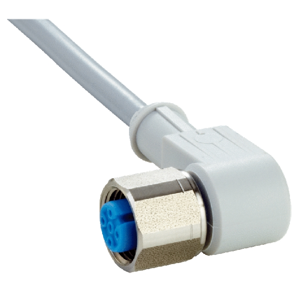 M12A Fem Droit 4p Inox V4A LED PNP; Câble PUR 4x0.34 Gris 2m-Lire la description