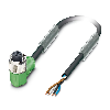 M12A Fem Coudé 4p; Câble PVC Noir 10m