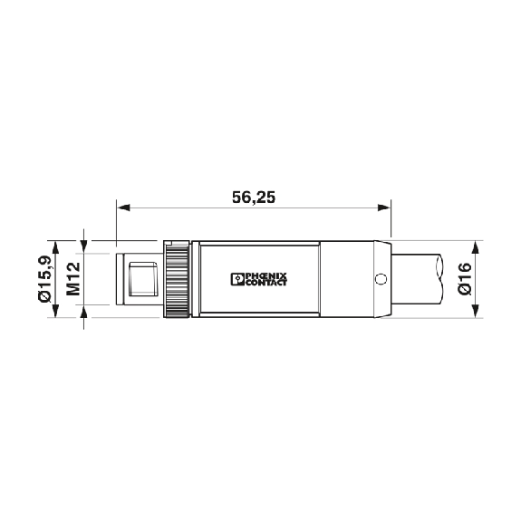 M12T Fem Droit 4p/M12T Mâle Droit 4p; PUR Gris-Noir 1m (12A/63V)-Lire la description