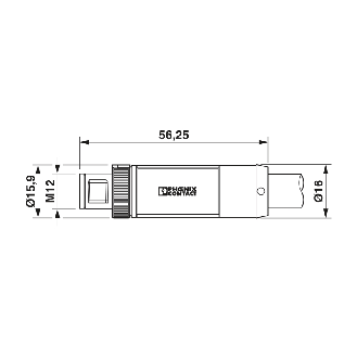 M12T Fem Droit 4p/M12T Mâle Droit 4p; PUR Gris-Noir 1m (12A/63V)-Lire la description