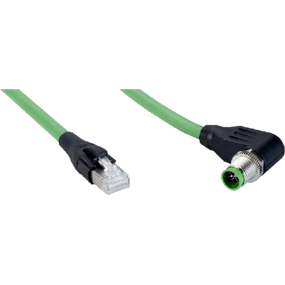 M12X Mâle Coudé 8p/RJ45 Mâle Droit; Câble PUR Blindé 8xAWG26 Bleu 10m-Lire la description