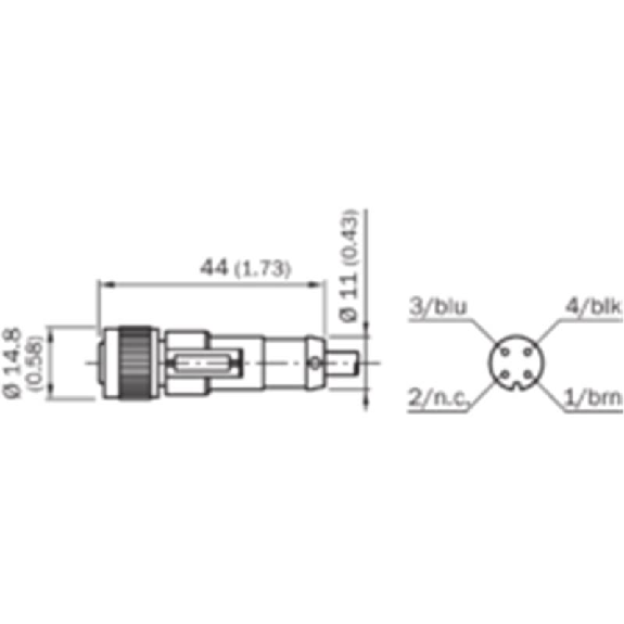 M12A Fem Droit 3p; Câble PUR 3x0.34 Noir Cpc 5m-Lire la description