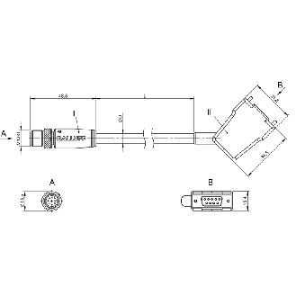 M12A Mâle Droit 8p/Sub-D Mâle Droit 9p; PUR Blindé 8x0.25 Noir Cpc 5m-Lire la description