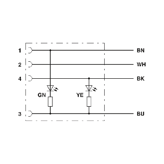 M12A Fem Droit 4p LED (x2); Câble PUR 4 fils Gris/Noir 10m-Lire la description