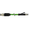 M12D Mâle Droit 4p/RJ45 Mâle Droit 4p; PUR 7x0.25 Vert Cpc 10m
