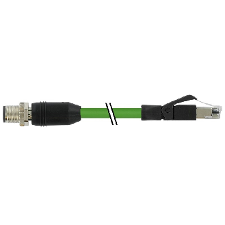 M12D Mâle Droit 4p/RJ45 Mâle Droit 4p; PUR 7x0.25 Vert Cpc 10m-Lire la description