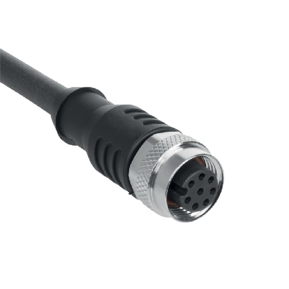 M12A Fem Droit 8p; Câble PUR 8x0.25 Noir Cpc 5m-Lire la description