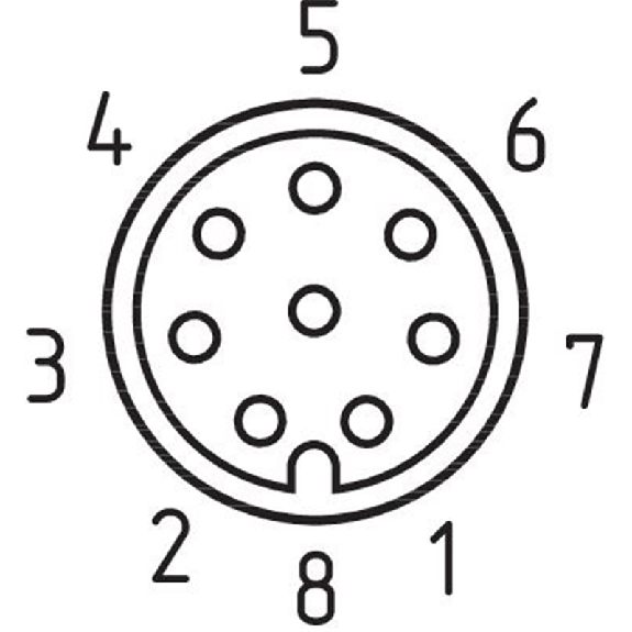 M12A Fem Droit 8p; Câble PUR 8x0.25 Noir Cpc 5m-Lire la description