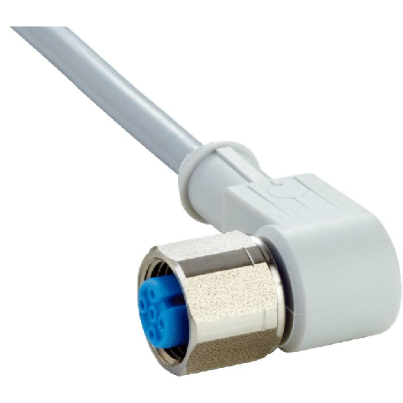 M12A Fem Coudé 4p Inox V4A; Câble PUR 4x0.34 Gris 5m-Lire la description