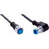 M12A Fem Droit 4p/M12A Mâle Coudé 4p; PUR 4x0.34 Noir Cpc 2m