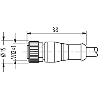 M12A Fem Droit 4p; Câble PVC UL/CSA 3x0.34 Gris 25m