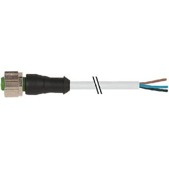 M12A Fem Droit 4p; Câble PVC UL/CSA 3x0.34 Gris 25m-Lire la description