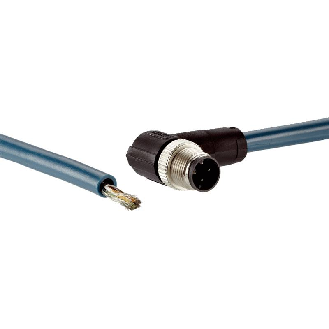 M12D Mâle Coudé 4p; Câble PUR Blindé 4 fils Bleu 10m Ethernet CAT5e-Lire la description
