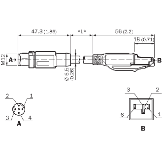M12D Mâle Droit 4p/RJ45 Mâle Droit 8p; Câble Blindé AWG26 Ecolab 2m-Lire la description