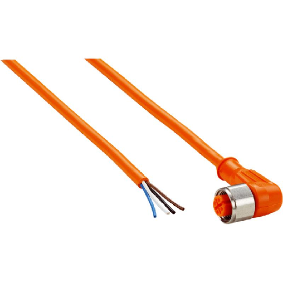 M12A Fem Coudé 4p Inox V4A; Câble PVC 4 fils Orange 10m IP69K-Lire la description