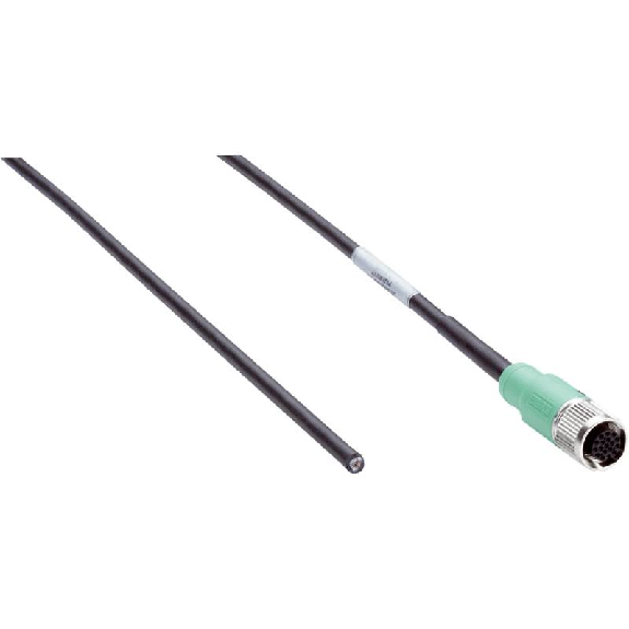 M12 Fem Droit 17p; Câble PUR 2x0,25 Gris/Noir Cpc 10m-Lire la description