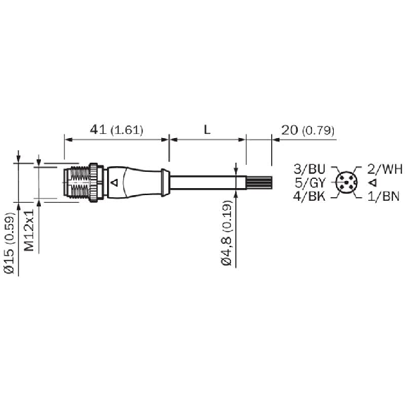 M12A Mâle Droit 5p; Câble PUR 5x0.34 Noir Cpc 5m-Lire la description