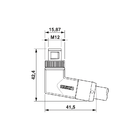 M12T Mâle Coudé 4p; Câble PUR Gris-Noir 2m (12A/63V)-Lire la description