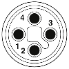 M12T Mâle Coudé 4p; Câble PUR Gris-Noir 2m (12A/63V)
