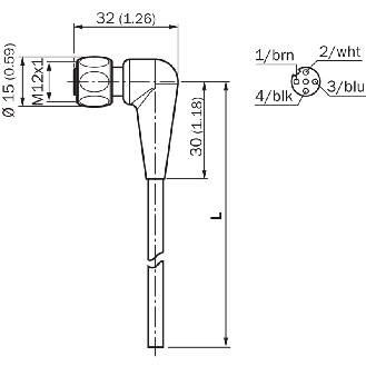 M12A Fem Droit 4p LED Inox V4A F&B; Câble PP 4x0.34 Gris 10m-Lire la description