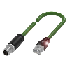 M12X Mâle Droit 8p/RJ45 Mâle Droit; PUR Blindé 8xAWG 26 Vert 30m