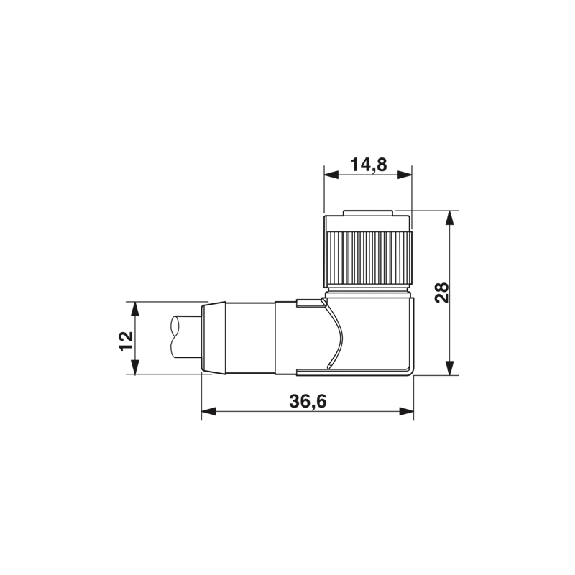M12A Fem Coudé 12p; Câble PUR Noir 5m-Lire la description